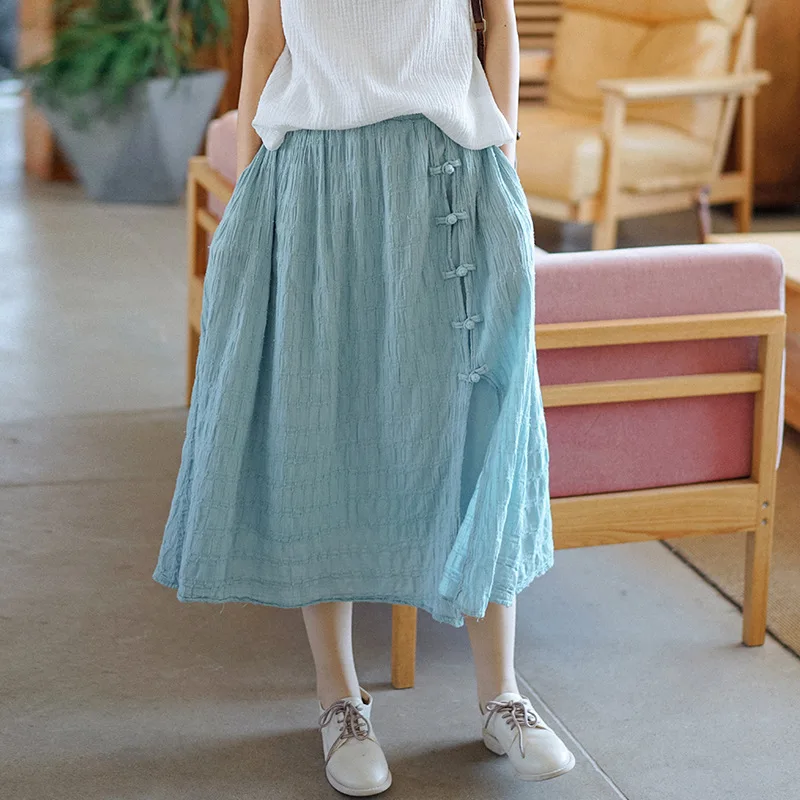 

Literature and Women's Skirt Spring and Summer New Elastic yao pan Charged A- line Chinese Ethnic Maxi Skirt skirt