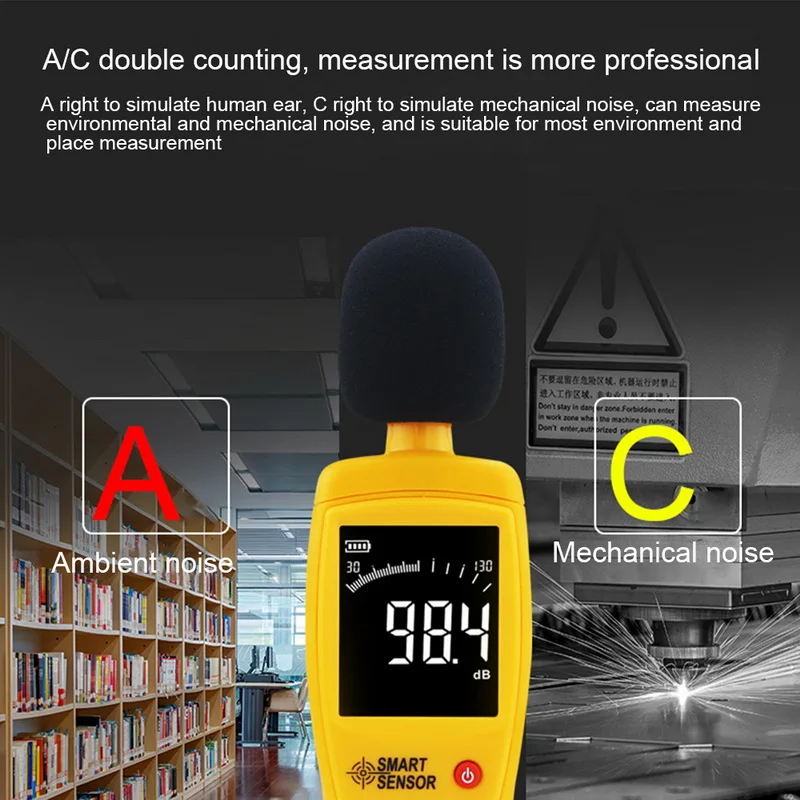 Цифровой Noisemeter измеритель уровня звука детектор тестер давления цветной