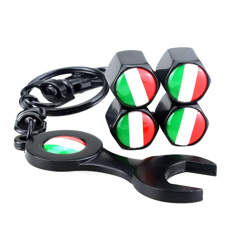 

4pcs/Set of Automobile Universal Tire Valve Cover Metal Keychain Wrench Valve Core Cover Anti-theft and Dustproof