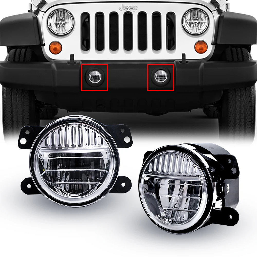 

40W 4 Inch Round Led Fog Light White Halo Ring Angel Eyes & White Lamp DRL amber turning lights for Jeep Wrangler JK LJ TJ