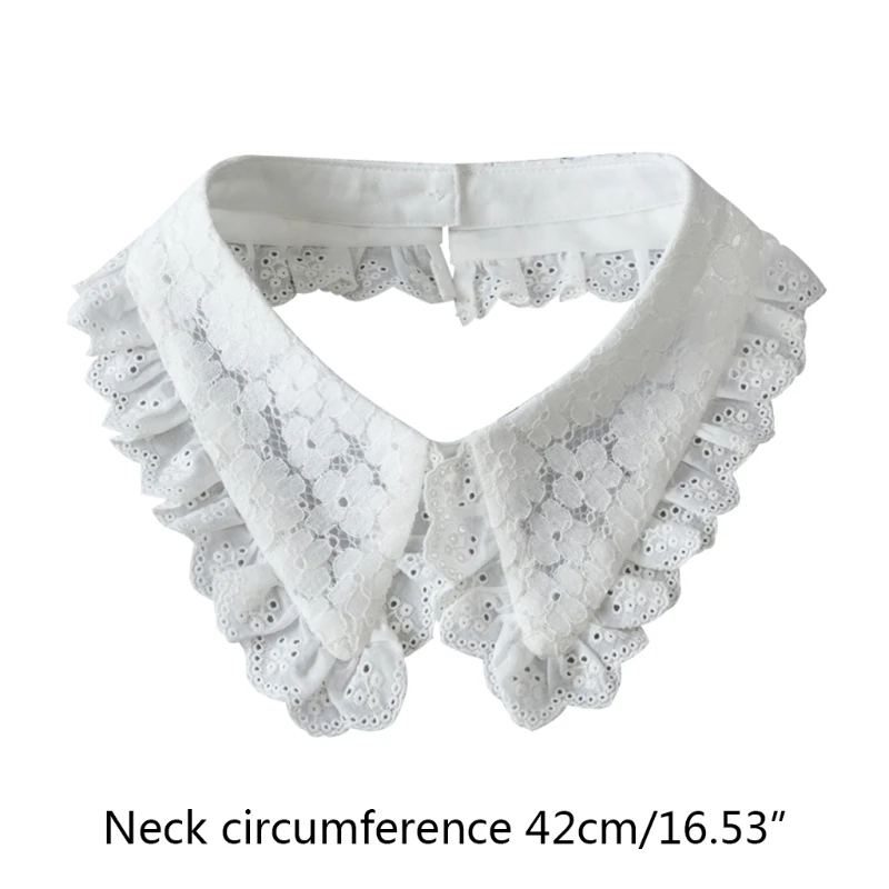 

Floral Lace Fake Collar Shawl Necklace Women Dress Decorative Ruffles Half Shirt Dickey Detachable Mini Poncho Capelet