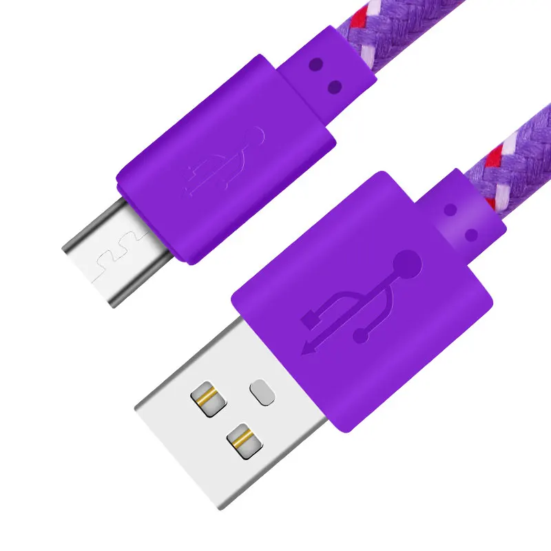 Purple Быстрый USB 1 м 2 м 3 м нейлоновая оплетка Micro USB кабель для samsung Galaxy S7 6 Xiaomi htc LG NokiaTablet кабель для передачи данных зарядный Шнур зарядное устройство - Цвет: Purple