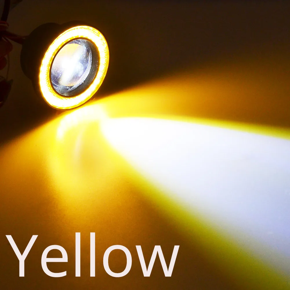 2 шт. DRL Противотуманные фары для автомобиля COB Led Ангельские Глазки 64 мм 76 мм 89 мм лампа водонепроницаемый дневной ходовой свет мотоциклетные фары 30 Вт DC 12 В - Цвет: Yellow