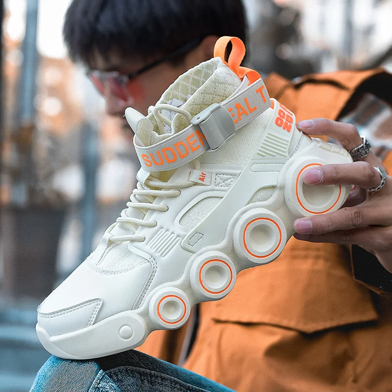 

Мужские кроссовки QZHSMY 2021, уличная мода, белые высокие повседневные туфли, дышащая Высококачественная теннисная мужская обувь