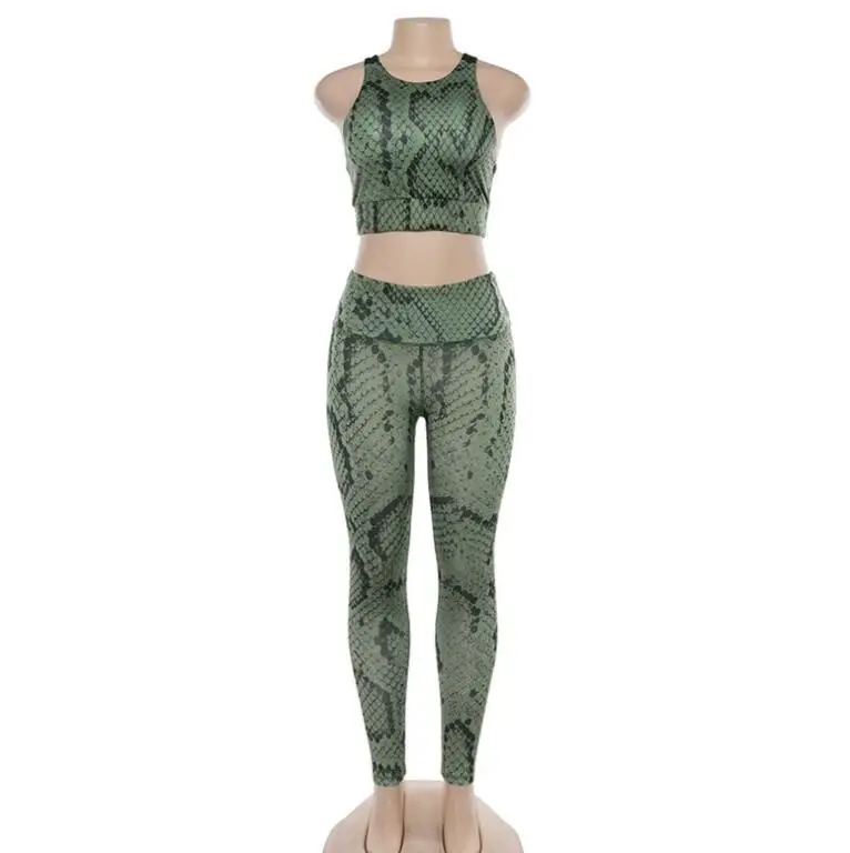 

Fall new women's fashion snake print fitness suit