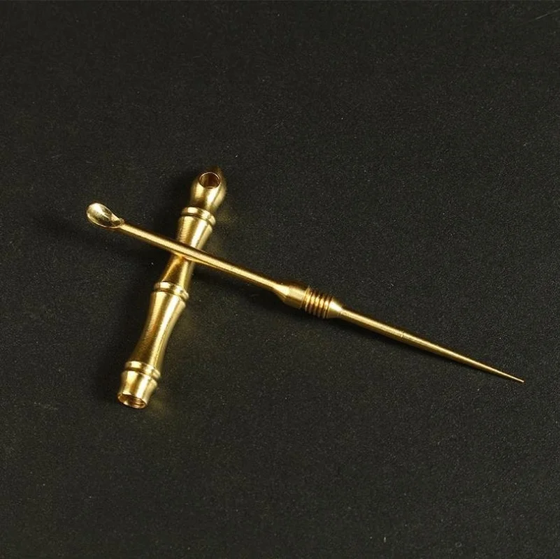 

Brass shisha hookah spoon key pendant pure copper multifunctional portable storage Hookah Foil Puncher cigarette accessories