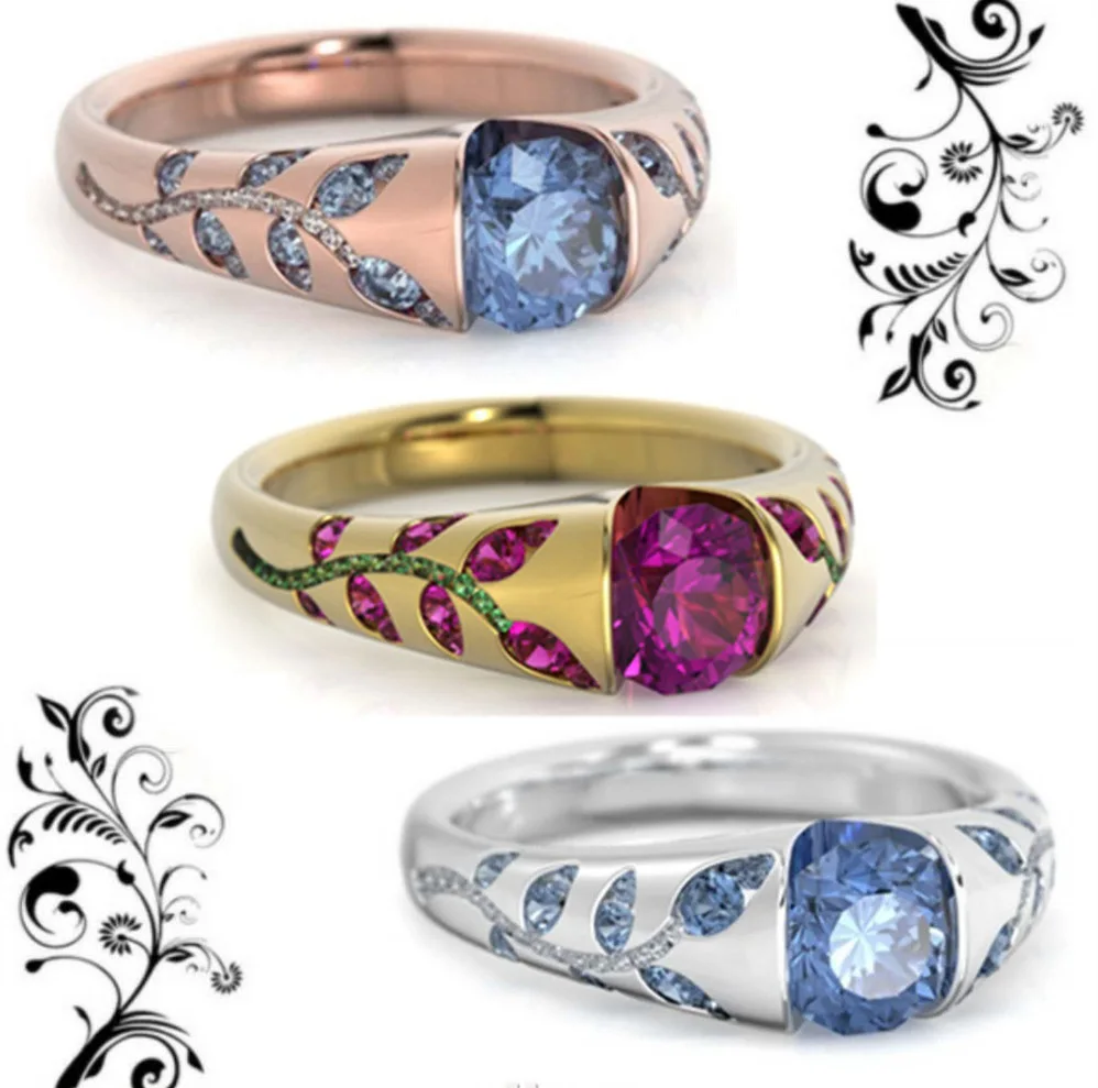 

2020 New fashion s 9 2 5 Color Rings Wedding Leaf Design Rings for Women Jewelry Halloween engagement wedding gift ring