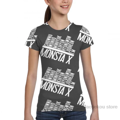 Футболка Monsta X с надписью «имя участников» для мужчин и женщин, модная тенниска с принтом по всей длине, топы для мальчиков, летние футболки с коротким рукавом