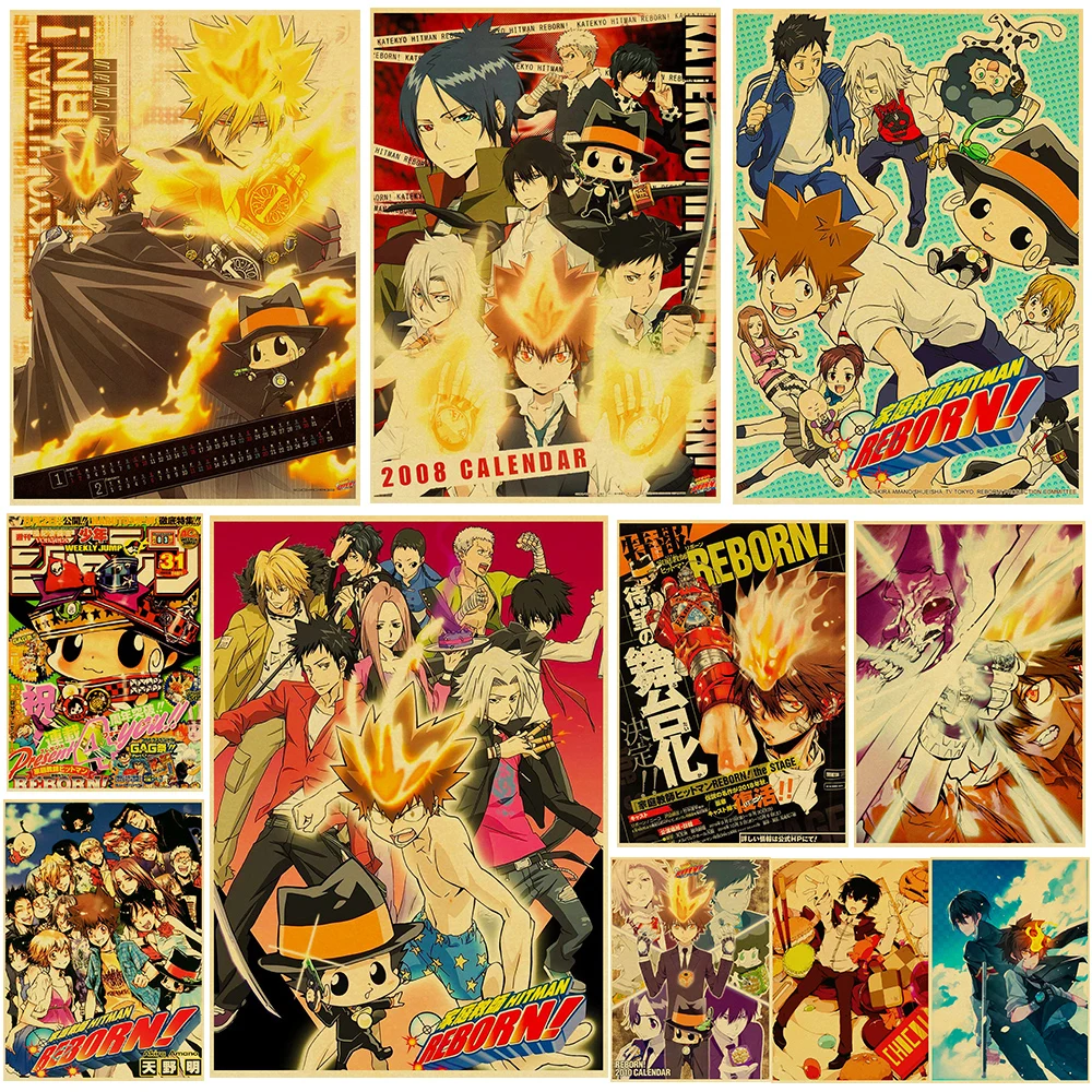 

HITMAN REBORN! Print 90s Vintage Poster Kraft Paper Prints Living Room and Cafe Nostalgia Wall Decor Y2k Fashion Art Picture