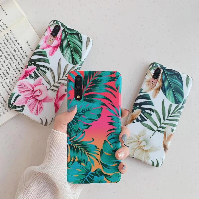 Чехол для телефона s для huawei P20 P30 Pro Lite, матовый чехол с листьями и цветами, чехол из ТПУ для huawei Mate20 Pro Lite Nova 3e 4e, чехлы для задней панели