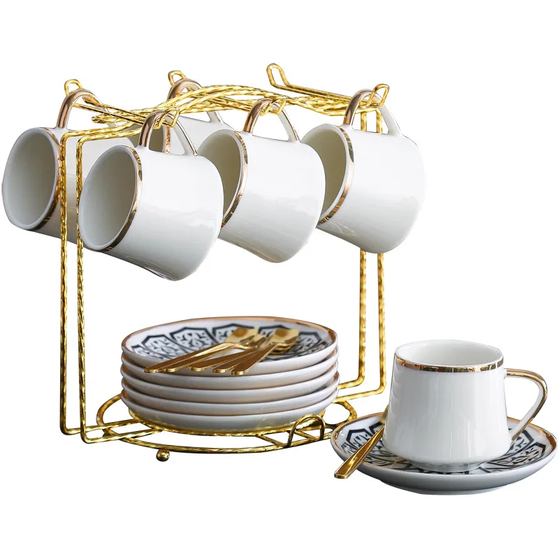 Скандинавские роскошные белые керамические чашки и блюдца набор Современная