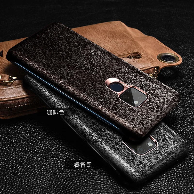 Бескаркасный чехол для телефона huawei mate 20 mate 20 Pro полностью зернистая кожа бизнес Ретро винтажный Чехол для задней панели из натуральной воловьей кожи