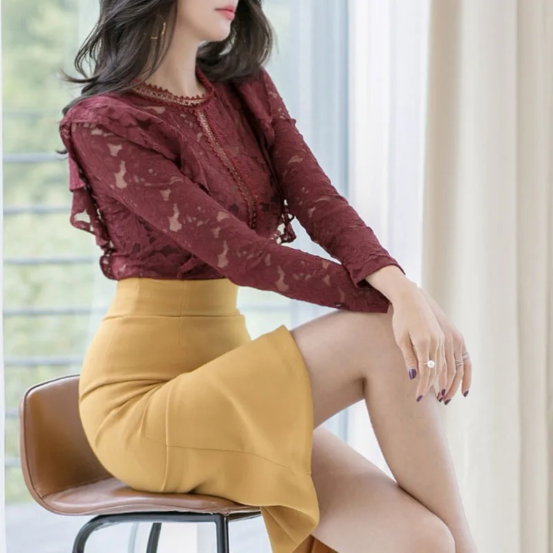 Комплект из 2 предметов Женский костюм-двойка топы и юбки зима 2020 смесь хлопка