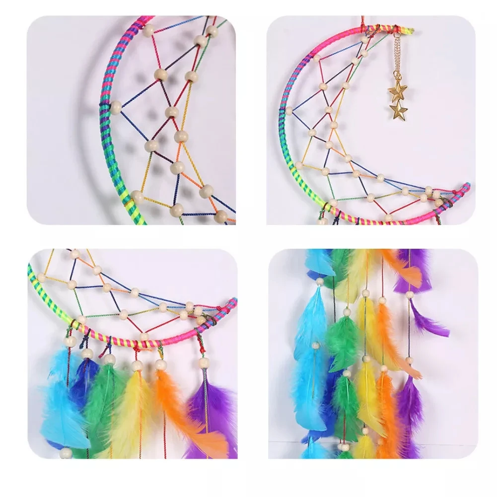 

Colorful Moon Dream Catcher Creative Aesthetic Macrame Feng Shui Wall Hanging Decoration Nordic Home Room Decor Dreamcatcher