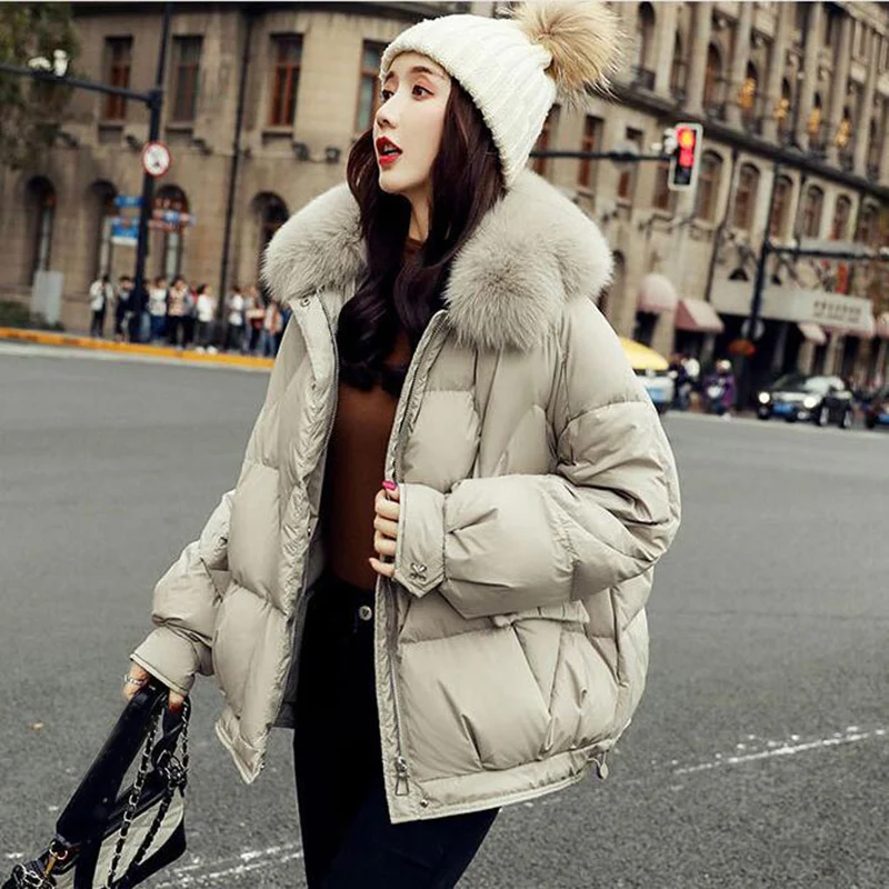 

Real Fox Fur Collar Down Jackets 90% White Duck Down Jacket 2020 Women Winter Jacket Thick Coat for Women Hooded Down Parka
