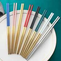 1 pair 22 5cm stainless steel chopsticks korean metal chopstick dessert dinner home tableware kitchen tool portable reusable
