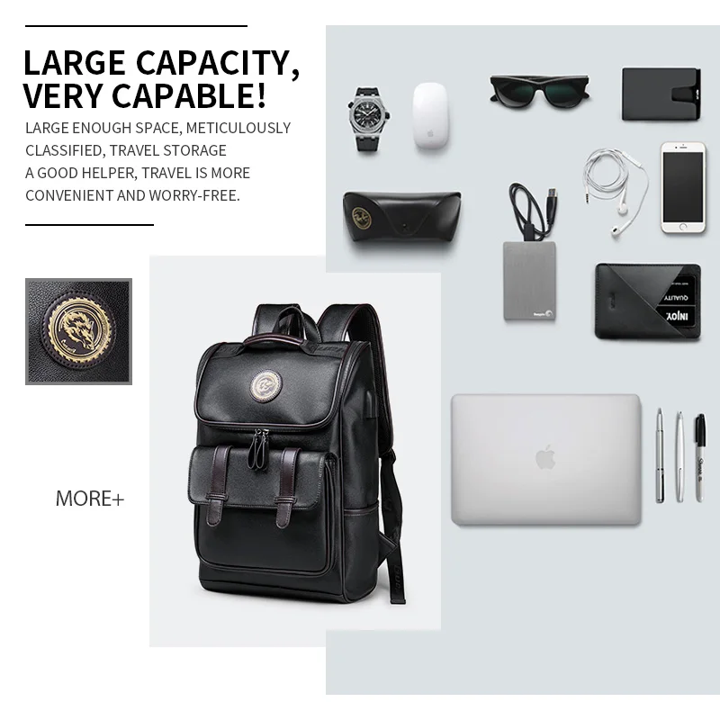 Мужской кожаный рюкзак LIELANG повседневный школьный для колледжа простой дизайн |