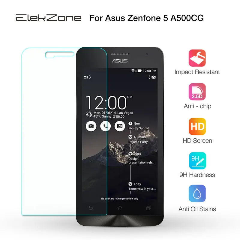Закаленное стекло 9h для ASUS Zenfone 5 A500CG HD защитное 2.5D Asus Защитная стеклянная пленка |