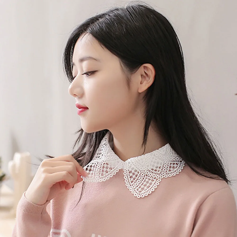 Женская кружевная блузка со съемным воротником винтажная с отложным цвет