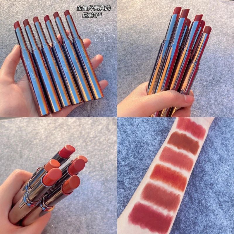 

6 Color Fashion Moisturizer Small Thin Tube Lipstick Waterproof Non-stick Lip Gloss Set Long-lasting Balm Makeup Cosmetics TSLM1