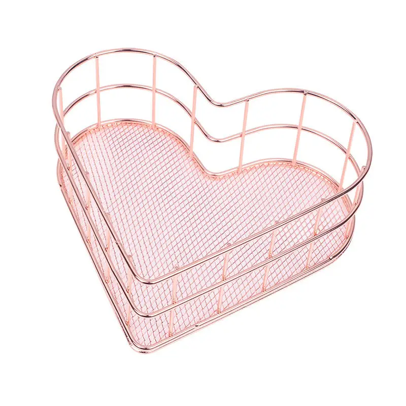 Iron Makeup Organizer Heart Shaped Jewelry Necklace Lipstick Watches Storage Display Basket Sundries Finishing Holder | Дом и сад