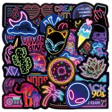 10/30/50/100PCS Cartoon Neon Light Graffiti Stickers Car Guitar Laptop Motorcycle Phone Bike Classic Toy Decal Sticker for Kid