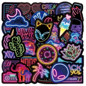 103050100pcs cartoon neon light graffiti stickers car guitar laptop motorcycle phone bike classic toy decal sticker for kid free global shipping