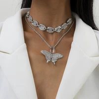 retro full diamond cuban buckle bow knot temperament necklace micro inlaid twist necklace female party jewelry collar collier