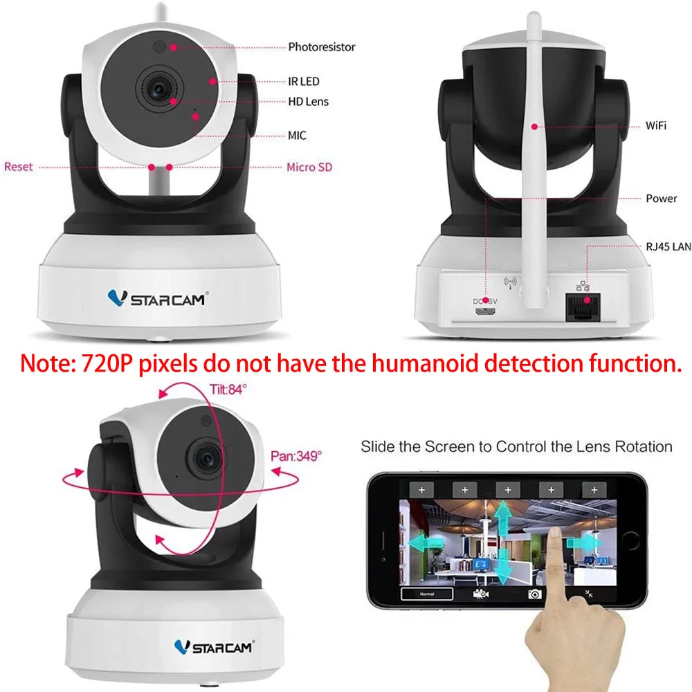 Vstarcam 1MP/2MP/3MP IP камера C24S человеческое распознавание автоматическое отслеживание