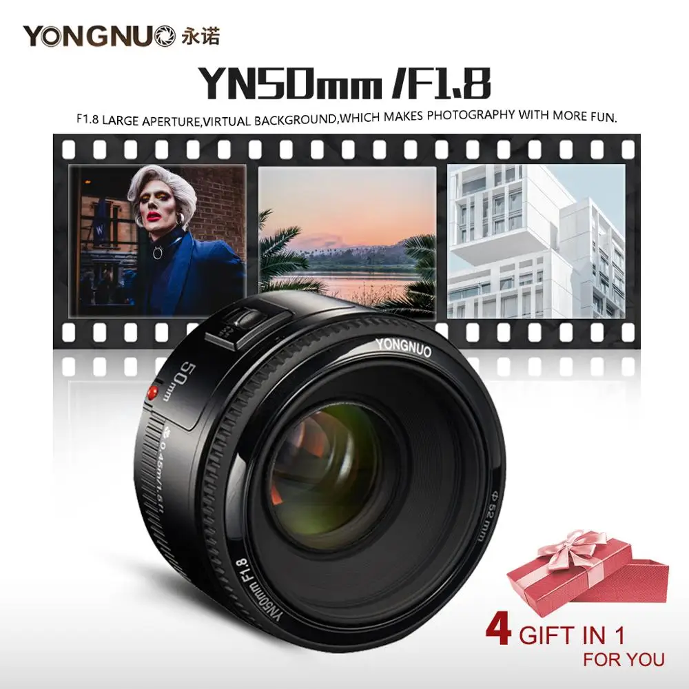 YONGNUO YN50mm F1.8 Большая диафрагма Автофокус Объектив DSLR объектив камеры для canon для Nikon D800 D300 D700 D3200 D3300 D5100