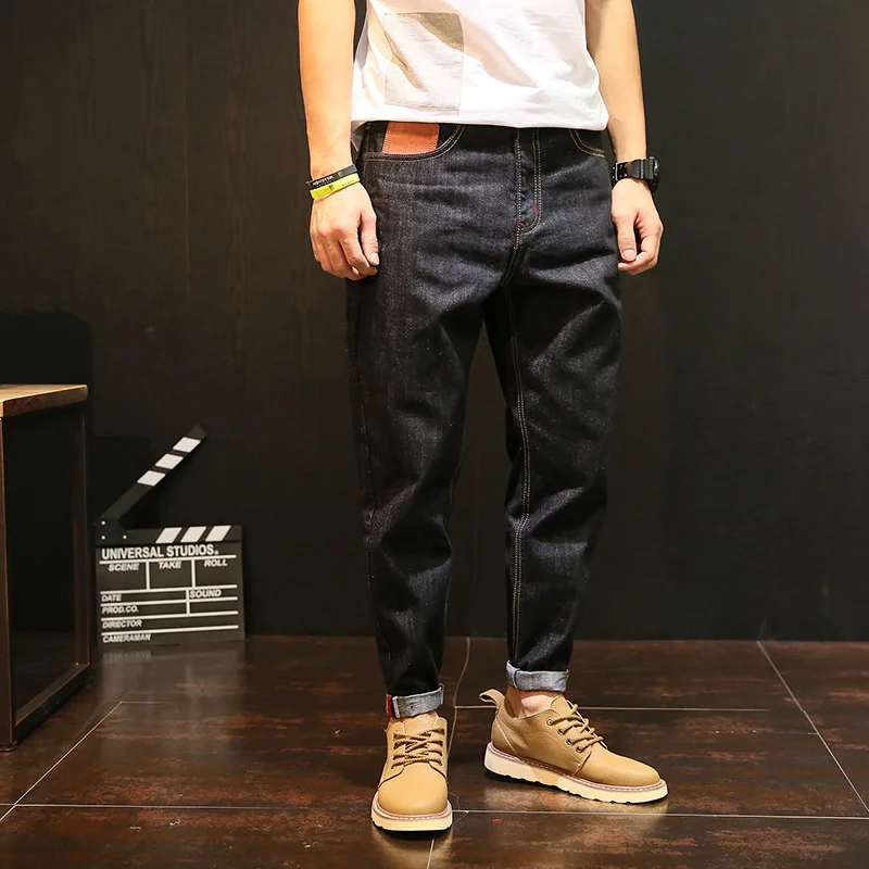 

Autumn Mens Loose Plus Size Harem Pants Retro Style Casual Fashion Black Jeans Men Pencil Pants Streetwear Male Stretch Trousers