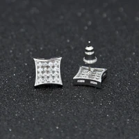 unique design square bling bling iced out cubic zircon mirco pave prong setting brass earrings fashion hip hop jewelry be002