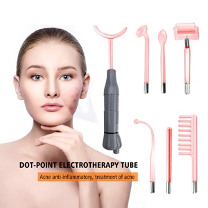 Высокочастотные электротерапевтические электроды Red 7 в 1, волшебная палочка с фиолетовым лучом, массажер, средство для удаления пятен и акне