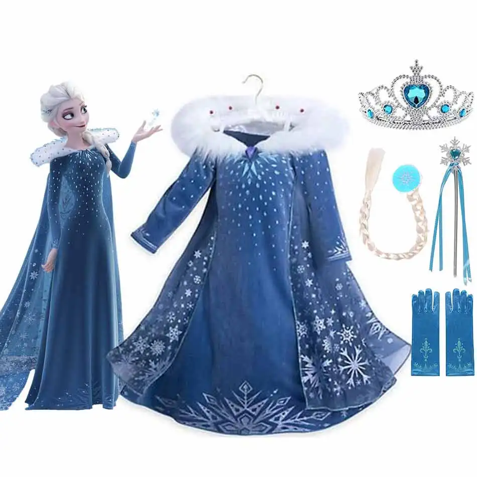 Платье Принцессы Disney Frozen с Эльзой праздвечерние чное платье для девочек одежда