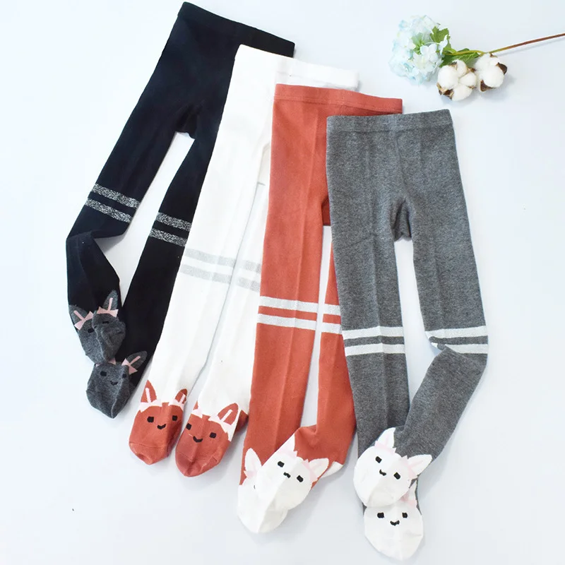 Женские милые детские Мультяшные колготки вязаные чулки осенне зимние теплые