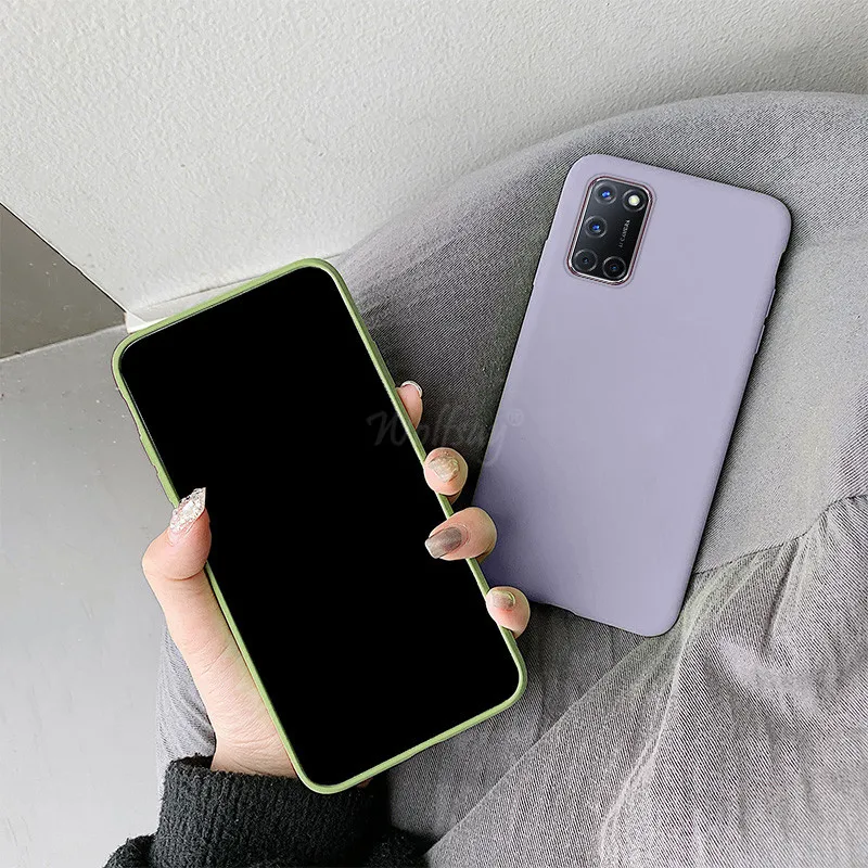 Конфетный TPU чехол для Oppo A92 из углеродного волокна сплошные Цвет жидкость