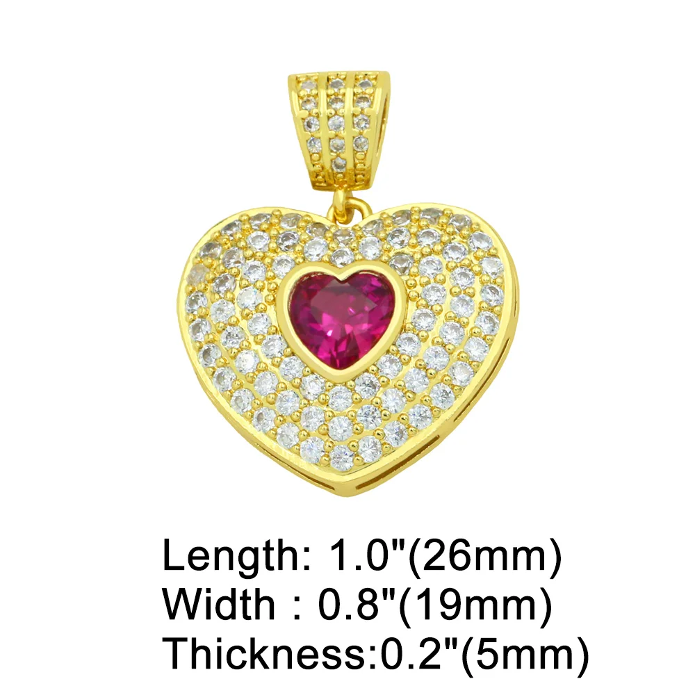 OCESRIO позолоченный медный большой кристалл ожерелье Красное сердце кулон