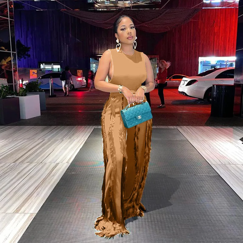 Костюм боди без лапок и брюки с бахромой комплект из двух предметов широкими