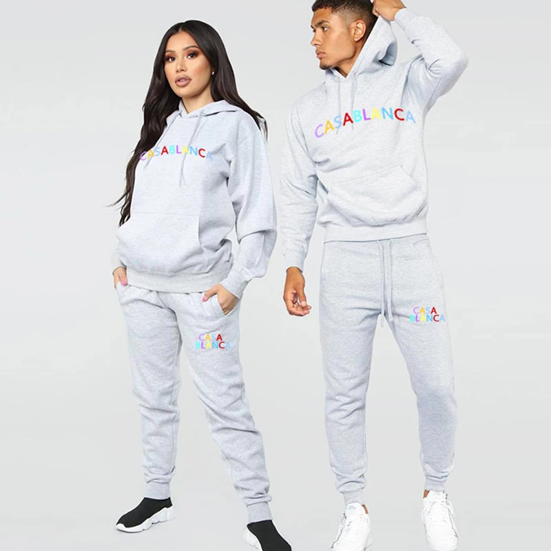 

Hoodie Casablanca Set Men TrackSuit Men Casablanca Printed Sweatshirts And Pants