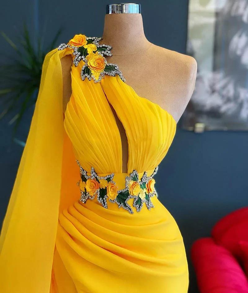 

Luxury One Shoulder Chiffon Wedding Reception Dress 2021 Beaded Long Floor Length Bridal Gowns with Slit robes de soirée