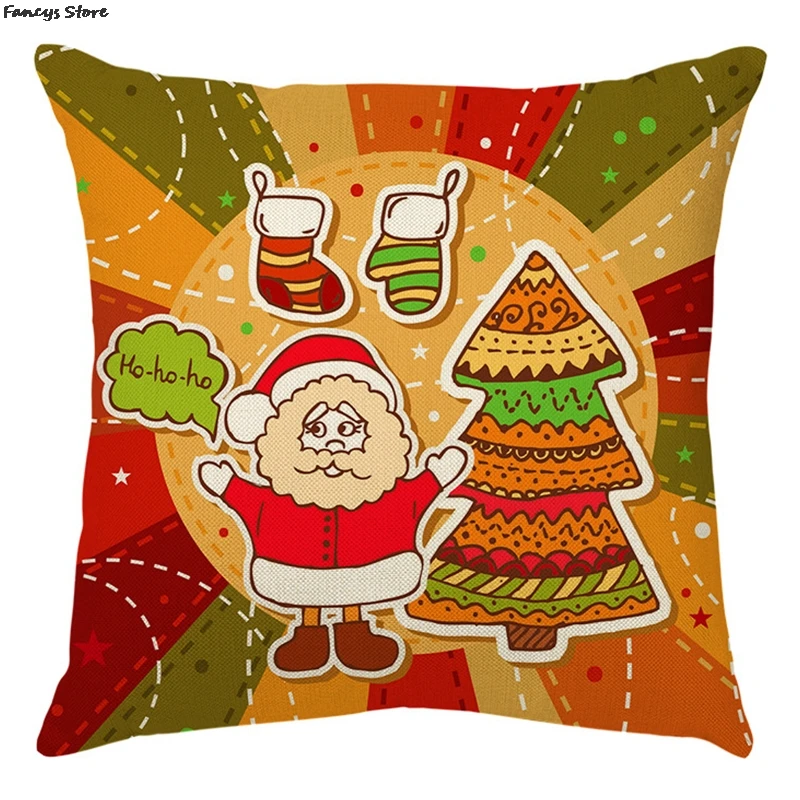 

Подарочная льняная подушка в скандинавском стиле с Санта-Клаусом, креативная Подушка с белой бородой для пожилых, 45*45 см, украшение для дива...