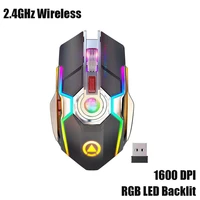 2 4g gaming mouse rechargeable wireless mouse silent 1600 dpi ergonomic 7 keys rgb led backlit usb optical for laptop pc