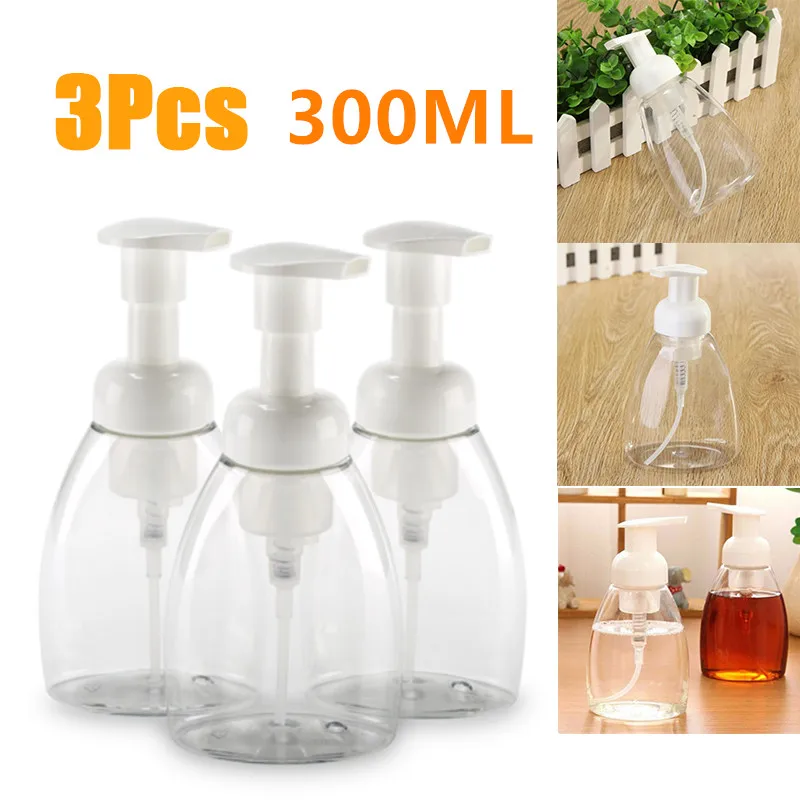 3PCS 300ML 300 мл пустые Пластик путешествия Пенообразователь для мытья рук насос распределителя пены пенясь бутылка жидкости для геля для душа, пены для путешествий - Цвет: 3PCS 300ML