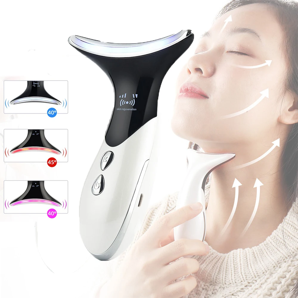 

4In1 Remove Double Chin Neck Device EMS LED Photon Therapy Anti-Wrinkle Ion Vibration Face Skin Lifting Tightening Massager