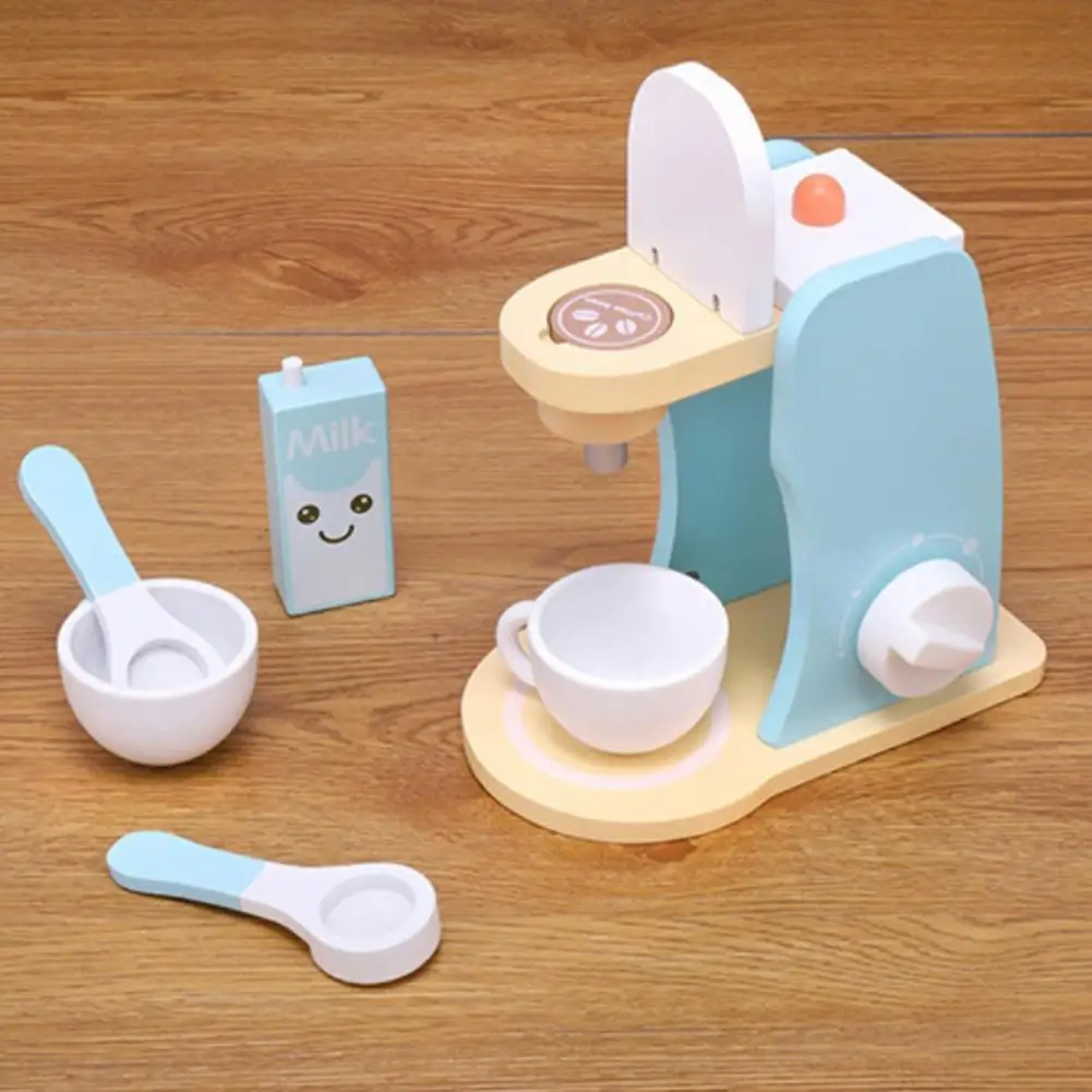 

Wooden Kitchen Wooden Children Pretend Home Coffee Machine Toy Montessori Early Education Puzzle Simulation Set Series Baby Toys