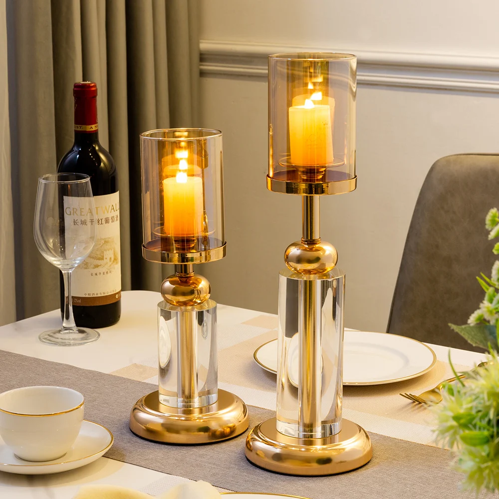 Современный декор металлический стеклянный подсвечник золотые подсвечники