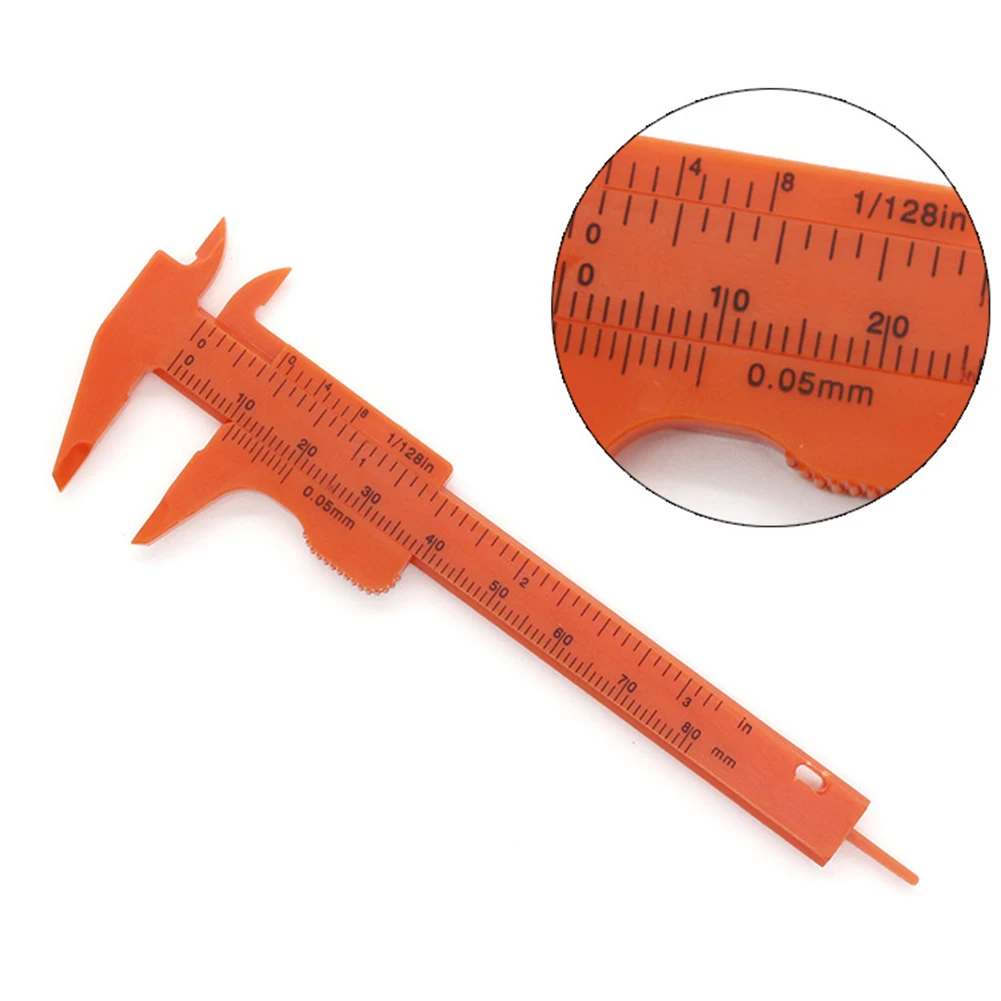 

Orange Vernier caliper Set 5Pcs Mini Plastic Ruler 80mm Vernier Caliper