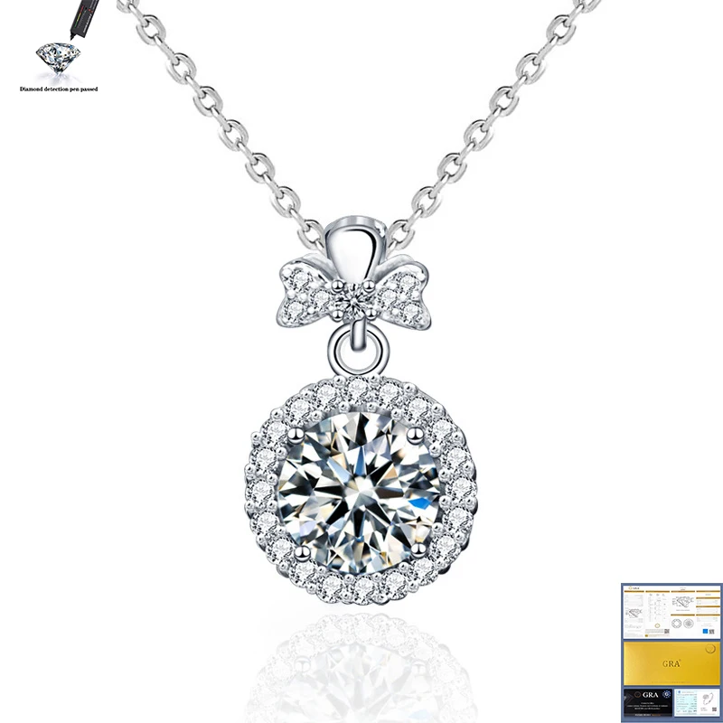 

6.5mm D 2.0ct Moissanite Flower Six Prongs 925 Silver Necklace 18K Gold Plated Diamond Test Passed Gift For Girlfriend