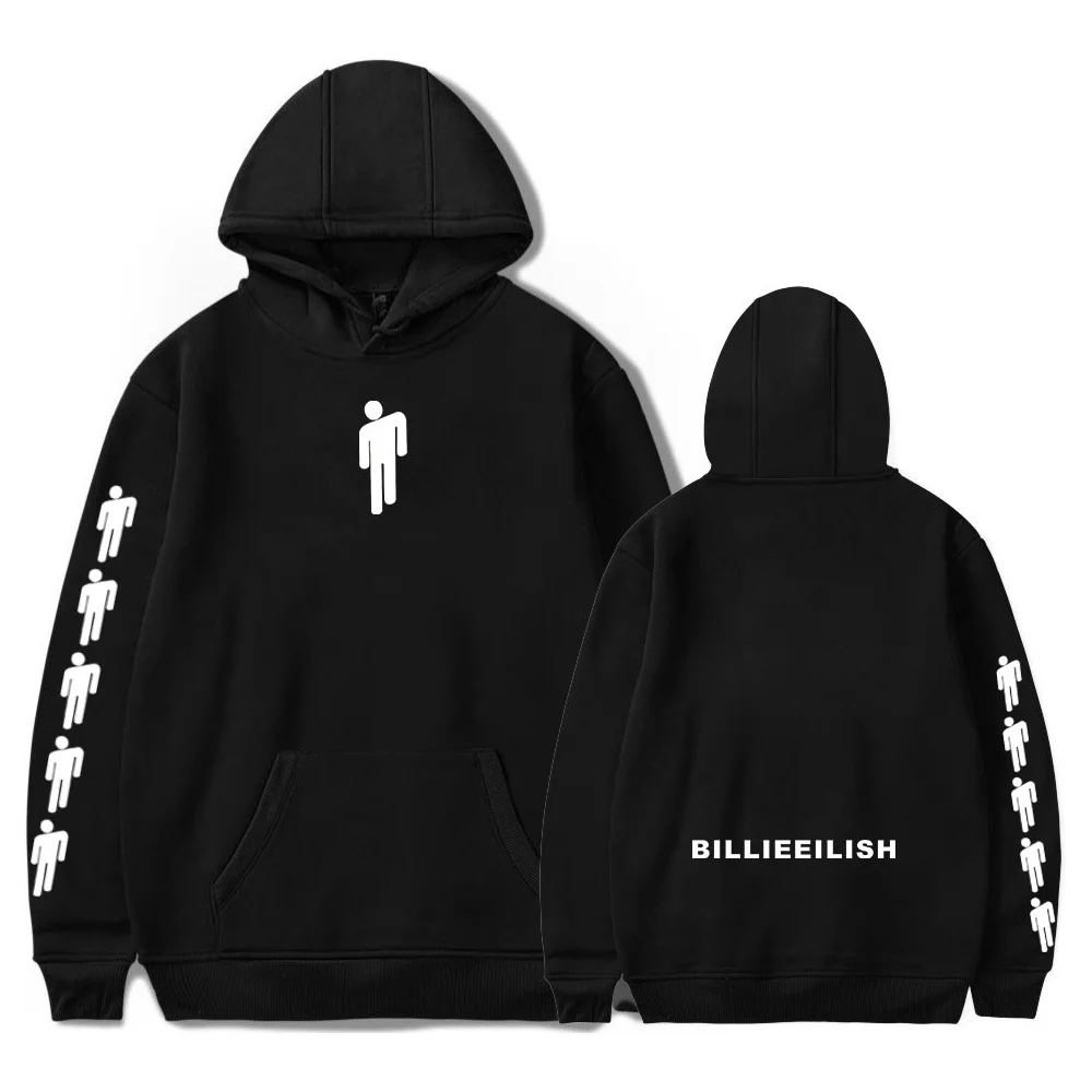black ren ou Billie Eilish Толстовка Мужская Черная Толстовка пара Billie Eilish Толстовка простая сохраняющая тепло Женская толстовка одежда - Цвет: black ren ou