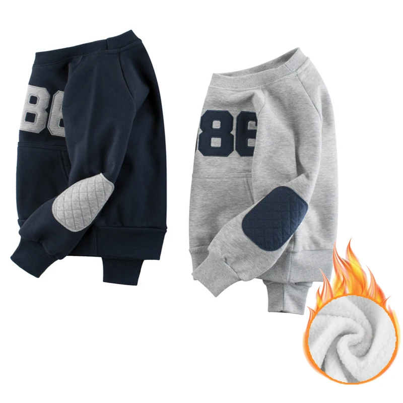 

Осенне-зимний теплый свитшот для маленьких мальчиков, Новый Модный пуловер, топ, Повседневная хлопковая Детская футболка с длинным рукавом,...